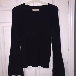 Designer Ribbed Black Bell Sleeve Top